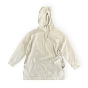 Half Zip Pullover Hoodie Sand Beige Oversized Drawstring Sweatshirt women's XL